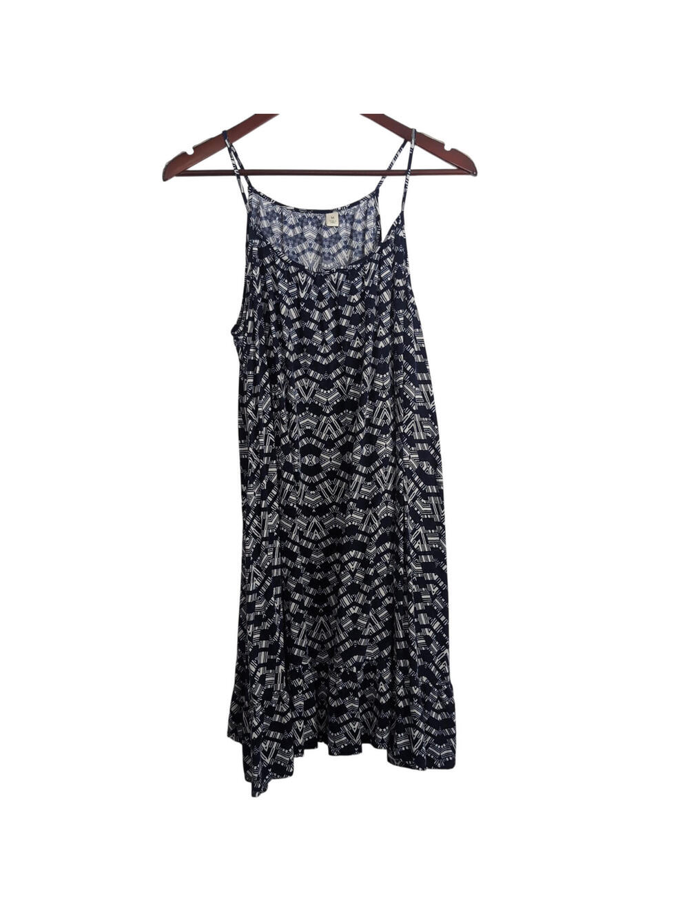 TACERA Halter Maxi Dress Medium Blue Geometric Tribal Pattern Sleeveless